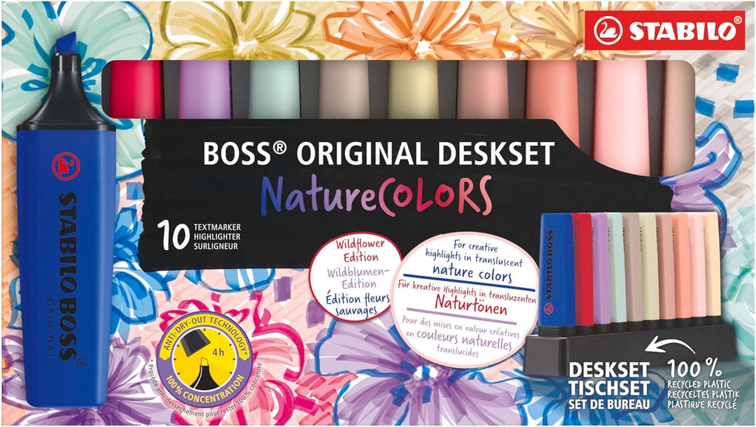 Desk Set 10 evidenziatori STABILO Boss NatureCOLORS