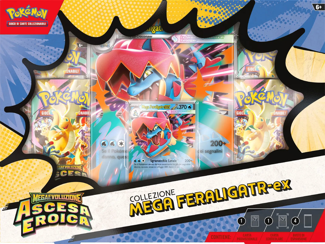 Collezioni Ascesa Eroica Mega Meganium-ex, Mega Emboar-ex e Mega Feraligatr-ex