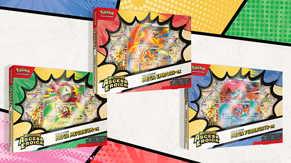 Collezioni Ascesa Eroica Mega Meganium-ex, Mega Emboar-ex e Mega Feraligatr-ex