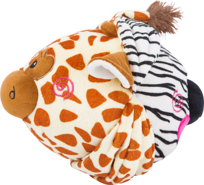 Palla peluche zebra e giraffa